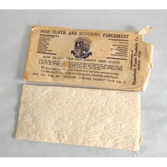 1930s Vintage New Old Stock Dish Cloth and Scouring Pad, Advertising - Picture 1 of 3